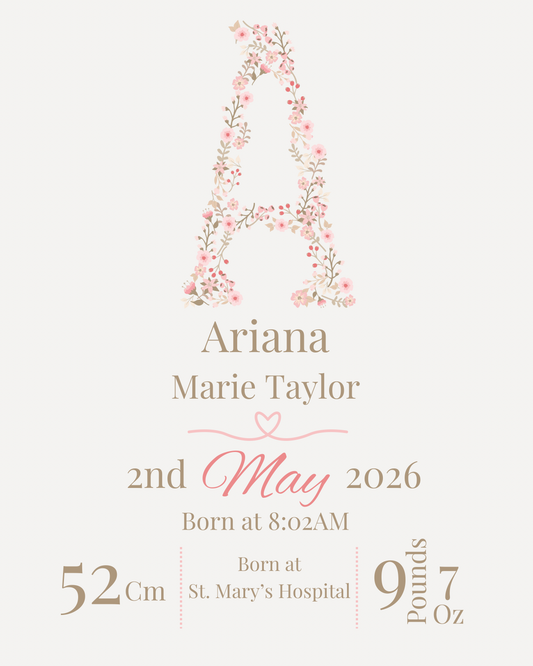 Personalised Baby Birth Keepsake Print