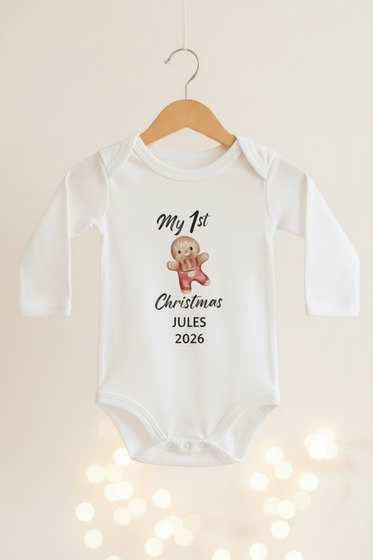 My First Christmas Personalized Gingerbread Baby Onesie