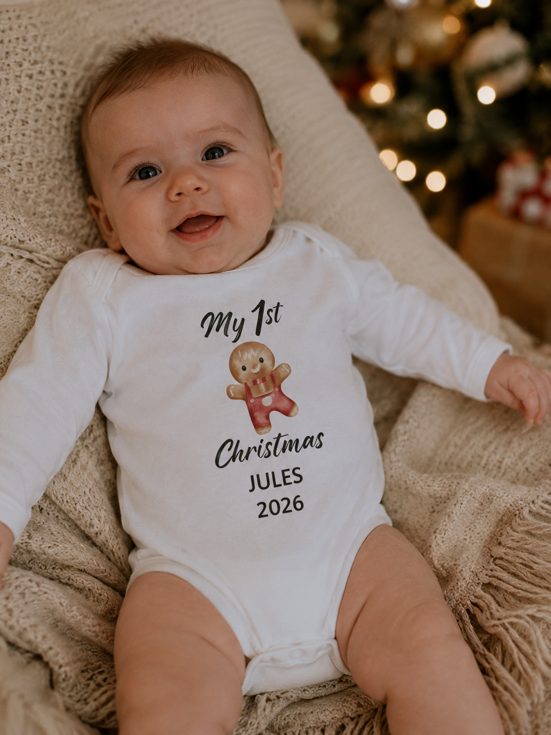 My First Christmas Personalized Gingerbread Baby Onesie